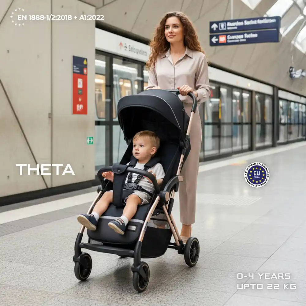 Neobreez Theta Auto Fold Compact Lightweight Travel Stroller Black - Q8-NBR129BK - Image 7