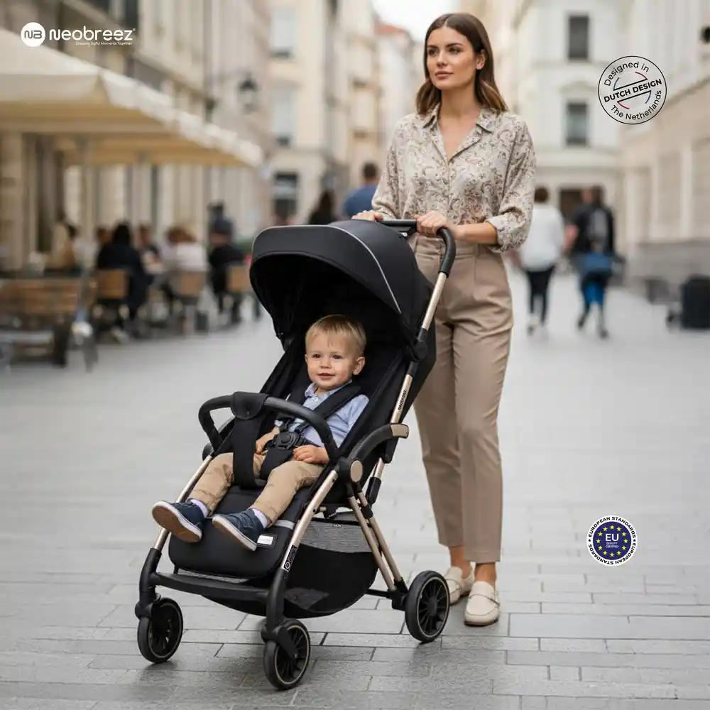 Neobreez Theta Auto Fold Compact Lightweight Travel Stroller Black - Q8-NBR129BK - Image 9