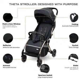 Neobreez Theta Auto Fold Compact Lightweight Travel Stroller Black - Q8-NBR129BK - Image 11