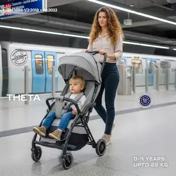 Neobreez Theta Auto Fold Compact Lightweight Travel Stroller Grey - Q8-NBR197DG - Image 7