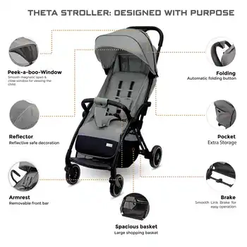 Neobreez Theta Auto Fold Compact Lightweight Travel Stroller Grey - Q8-NBR197DG - Image 11