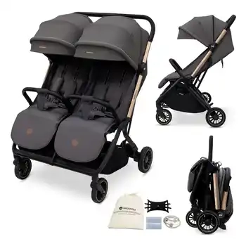 Neobreez Twinex Auto Fold Double Stroller Compact Twin Stroller Grey - T9-NBR275G