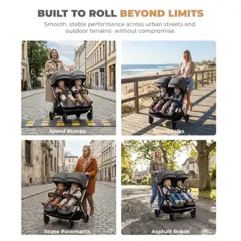 Neobreez Twinex Auto Fold Double Stroller Compact Twin Stroller Grey - T9-NBR275G - Image 13