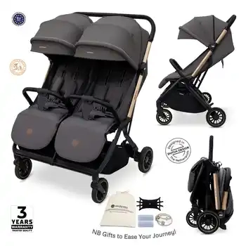 Neobreez Twinex Auto Fold Double Stroller Compact Twin Stroller Grey - T9-NBR275G - Image 3
