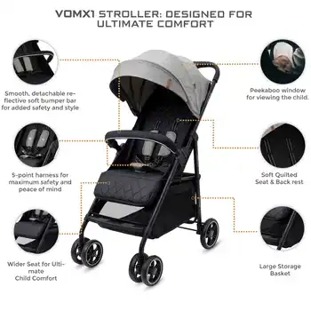 Neobreez Vomx1 Baby Stroller Grey Medium - 703-NBR192MGB - Image 9