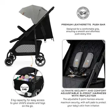 Neobreez Vomx1 Baby Stroller Grey Medium - 703-NBR192MGB - Image 10
