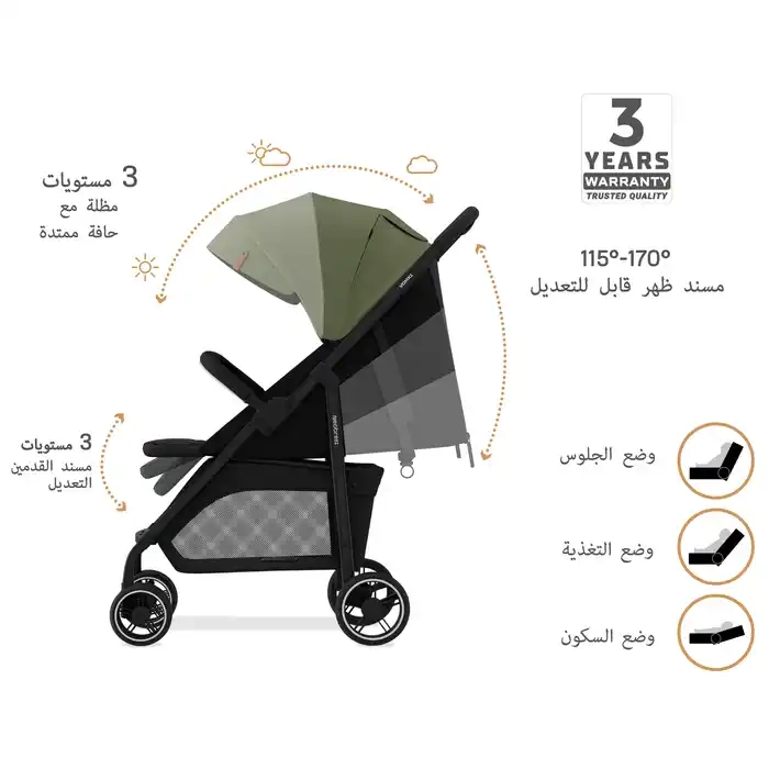 Neobreez Vomx1 Ultra Lightweight Stroller Olive Green - 703-NBR191OGB - Image 17