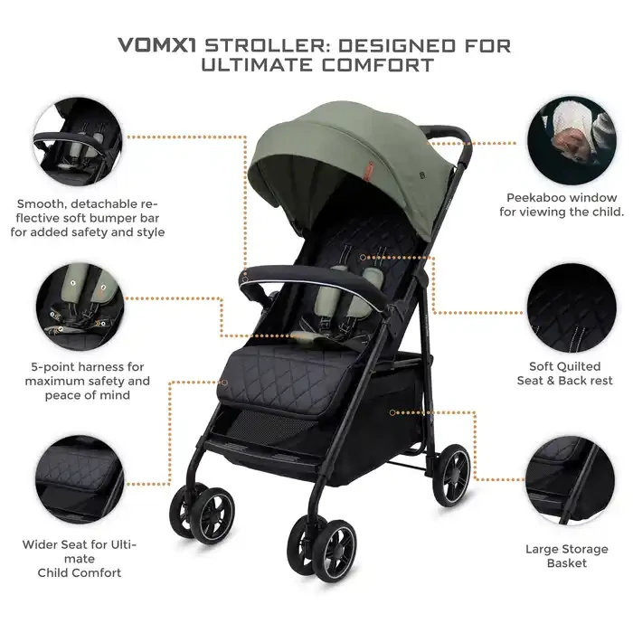 Neobreez Vomx1 Ultra Lightweight Stroller Olive Green - 703-NBR191OGB - Image 8
