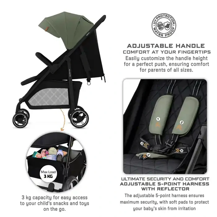 Neobreez Vomx1 Ultra Lightweight Stroller Olive Green - 703-NBR191OGB - Image 10