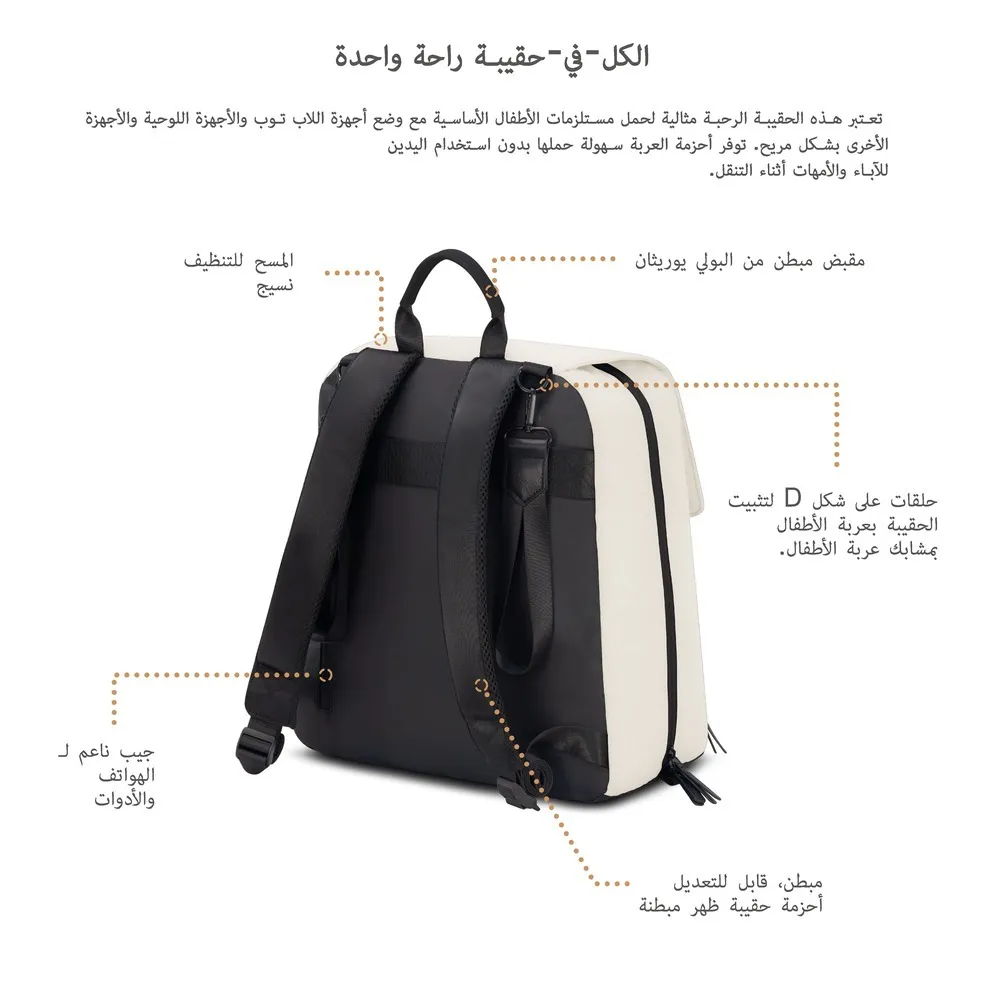 Neobreez Zori Diaper Backpack Set with Changing Mat Wet Bag And Pouches Sand 7 Pcs - NBR245SBK - Image 20