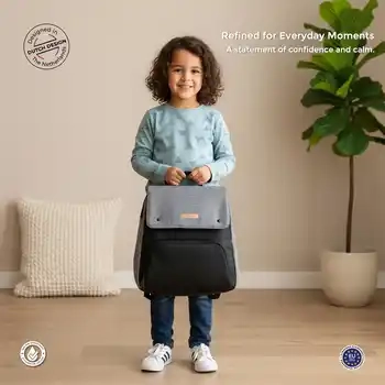 Neobreez Zori Diaper Backpack Set with Changing Mat Wet Bag Pouches Grey 7 Pcs - NBR054DGB - Image 16