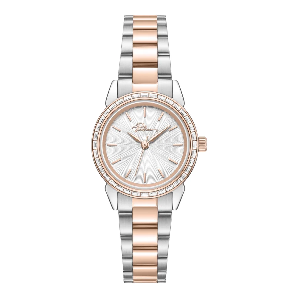 Police Miona Womens Analog Quartz Watch - Silver Dial, Silver & Rose Gold Metal Bracelet, Round Case, Foldable Clasp, 3 ATM Water Resistant - PEWLG2240703