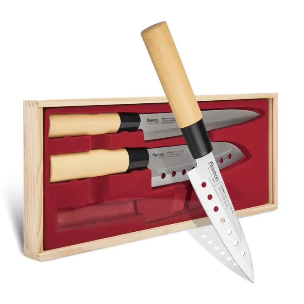 Fissman Knife Set KATANA Stainless Steel 3-Piece Brown, Silver - 2680