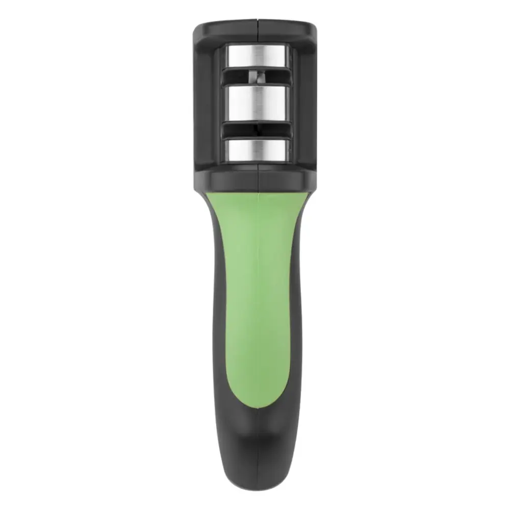 Fissman Knife Sharpener 2-Step Carbide and Ceramic Plastic 19cm Black, Green - 2961 - Image 3
