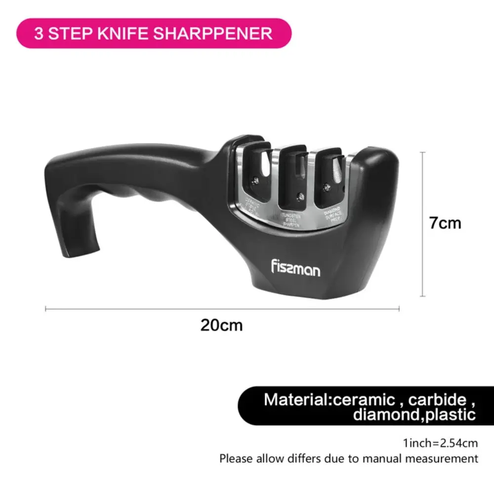 Fissman Knife Sharpener Three-Stage Carbide Diamond Ceramic Plastic 21x7x5cm - 2981 - Image 2