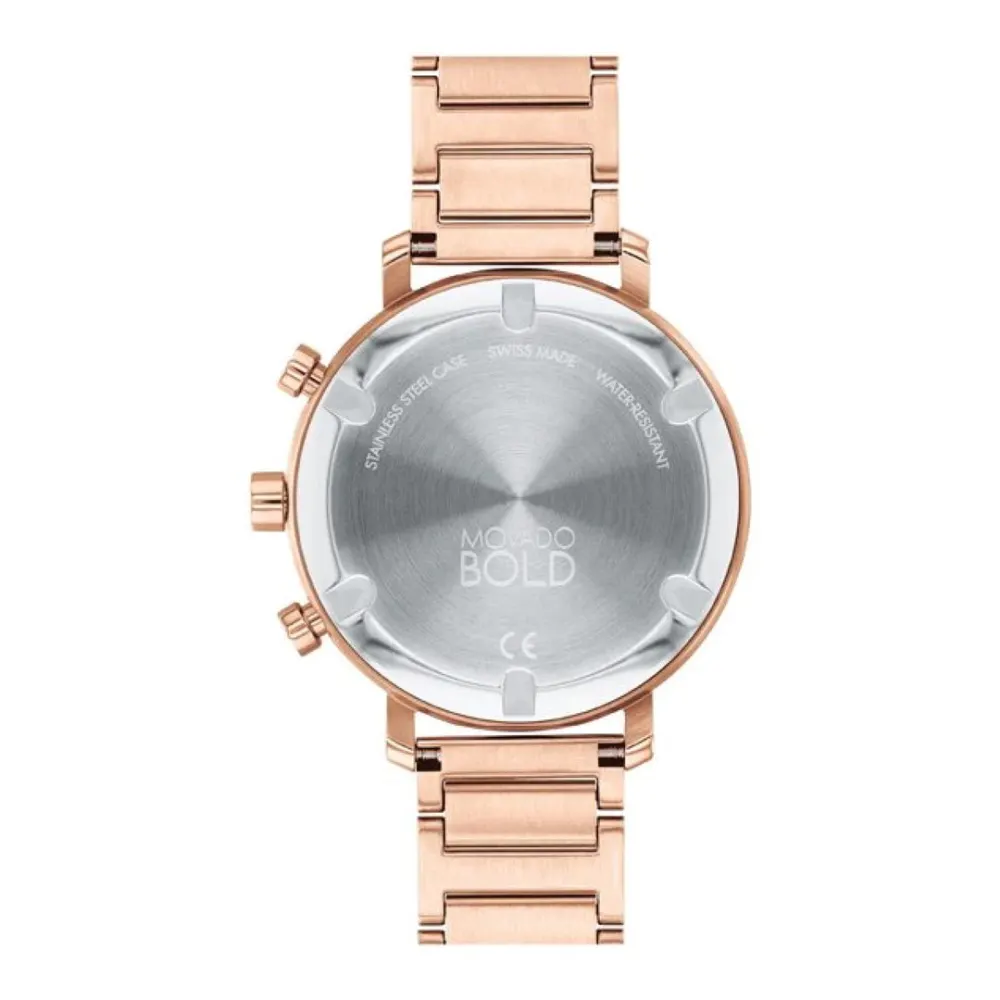 Movado Bold Evolution Womens Swiss Quartz Watch, 38mm Rose Gold-Tone Stainless Steel Case & Strap, Rose Gold Dial, Three Subdials, Date Window, 30m Water Resistance - 3600886 - Image 3