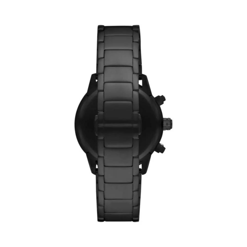 Emporio Armani Mario Mens Quartz Chronograph Watch, 43mm Round Stainless Steel Case, Black Chronograph Dial, Black Stainless Steel Bracelet, 22mm Band, 12mm Case Thickness, 3 ATM Water Resistance - AR11242 - Image 2