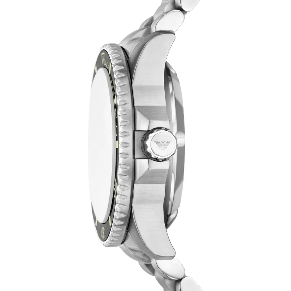Emporio Armani Sea Explorer Mens Automatic Dive Watch, 42.5mm Round Stainless Steel Case, Matte Yellow Super-LumiNova Dial, Stainless Steel Bracelet, Sapphire Crystal, 20 ATM Water Resistance - AR60083 - Image 3