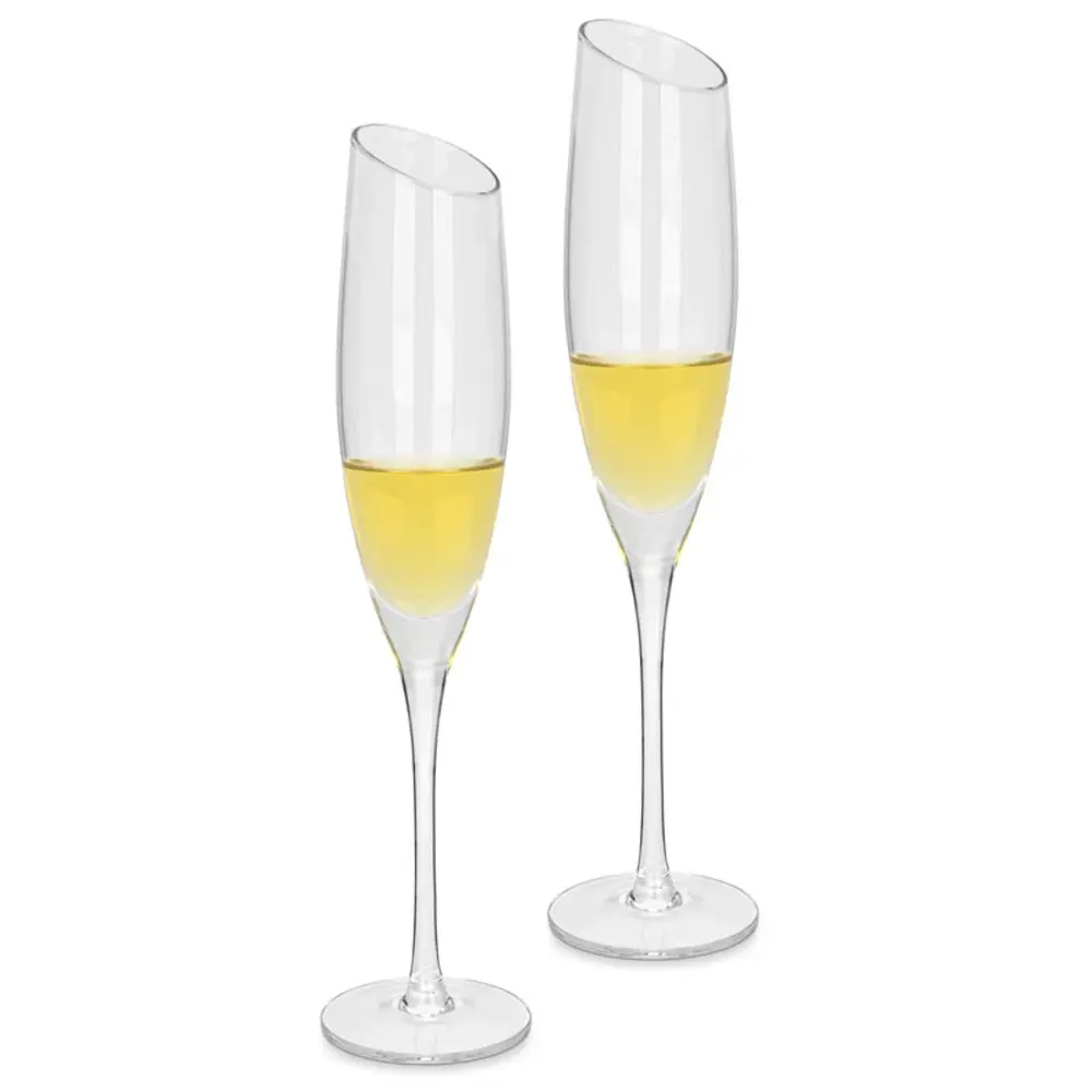 Fissman Champagne Glass Diamond-Cut 190 ml Glass, 2-Piece, Clear - 19046