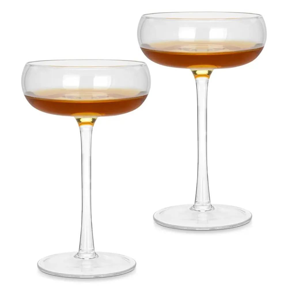Fissman Cocktail Glass Diamond-Cut 150 ml Glass, 2-Piece, Clear - 19053