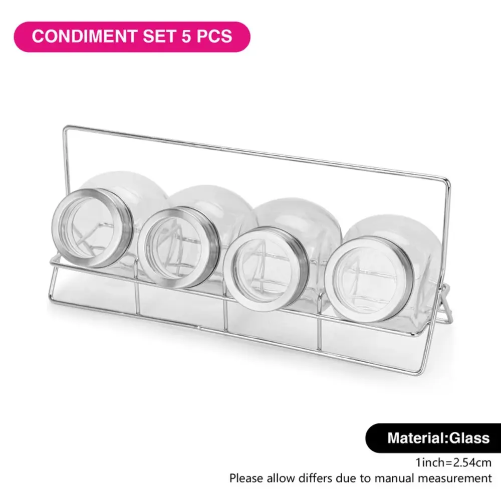Fissman Condiment Set 4-Piece Glass 195ml with Rack Organizer - 6428 - Image 4