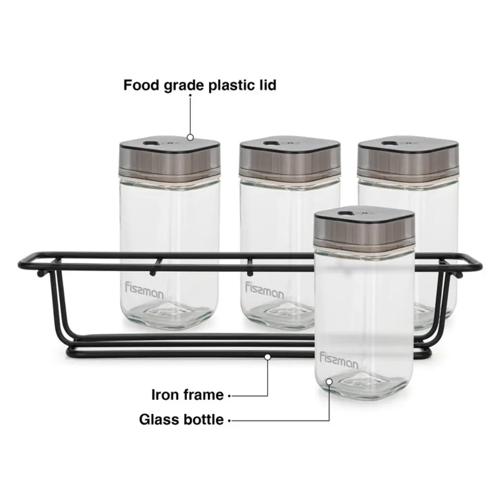 Fissman Condiment Set 5-Piece Glass Multicolor 5pcs - 6427 - Image 2