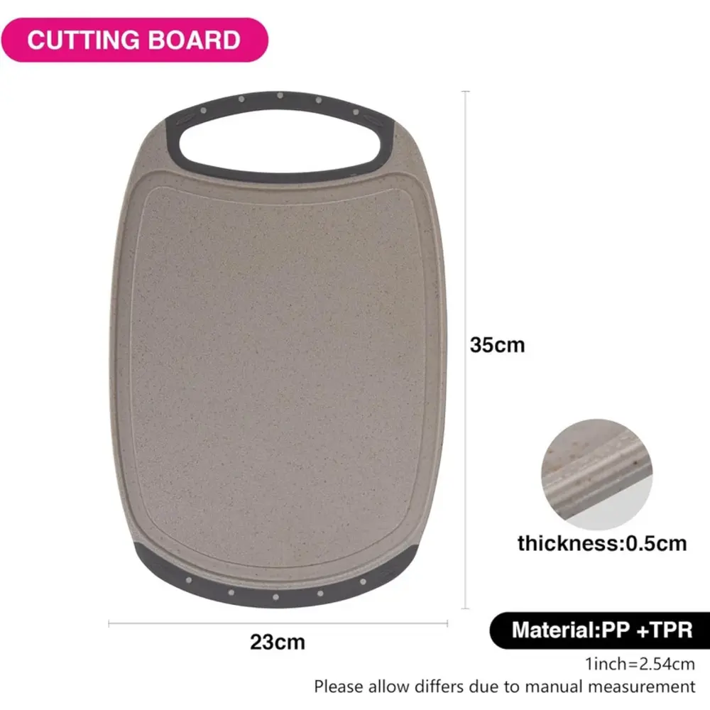 Fissman Cutting Board Plastic 36x23x2 cm Brown with Juice Groove - 8074