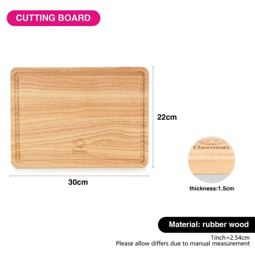 Fissman Cutting Board Rubber Wood 30x22x1.5 cm - 8071 - Image 2