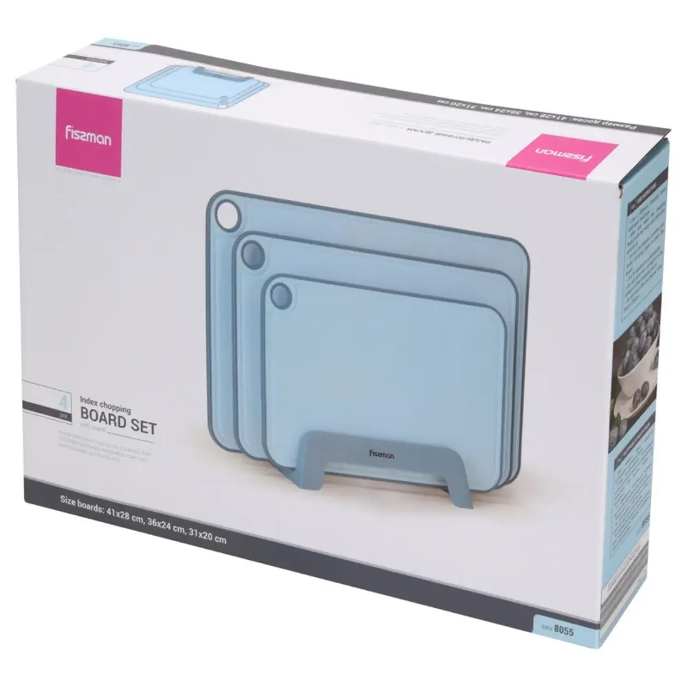Fissman Cutting Board Set 3-Piece Plastic and TPR Blue 41, 36, 31cm - 8055