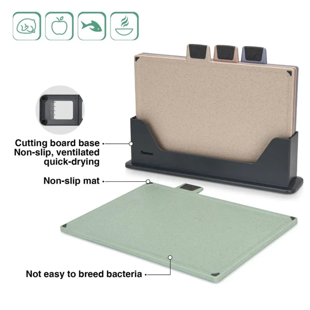 Fissman Cutting Board Set 4-Piece Index Plastic 30cm - 8049