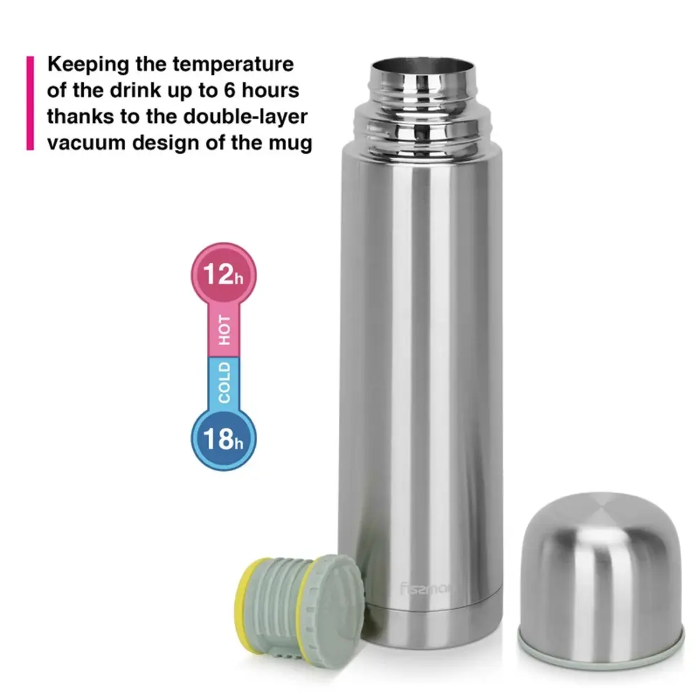 Fissman Flask Double-Wall Vacuum 750 ml Stainless Steel, Silver - 19622 - Image 3