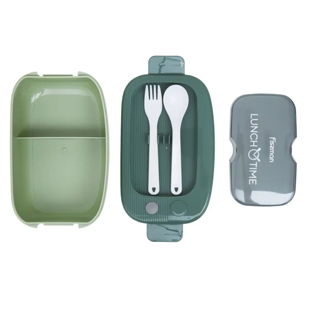 Fissman Lunch Container 1000 ml 2-Compartment Green Plastic - 16743