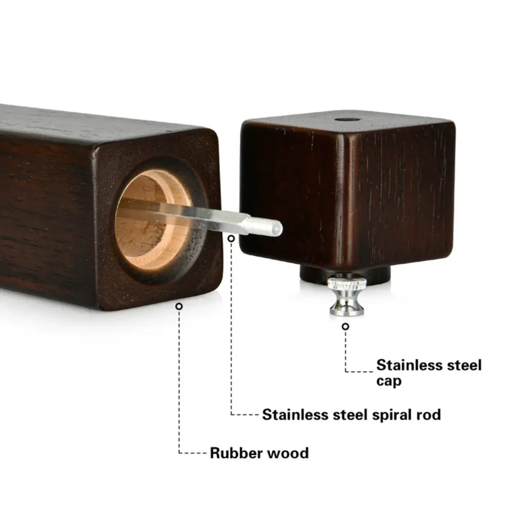Fissman Pepper Mill Square Shape Rubber Wood 21.5cm Brown - 8193 - Image 2