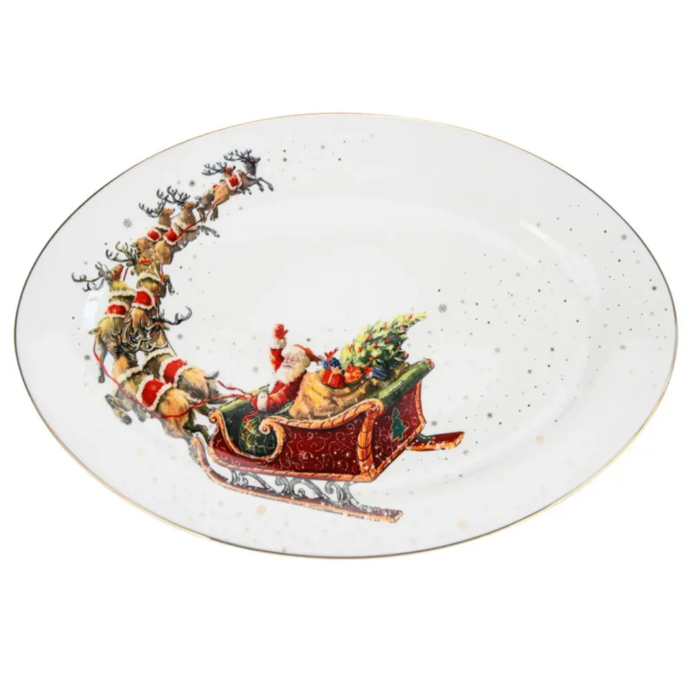 Fissman Plate Christmas Oval New Bone China 35cm - 14014