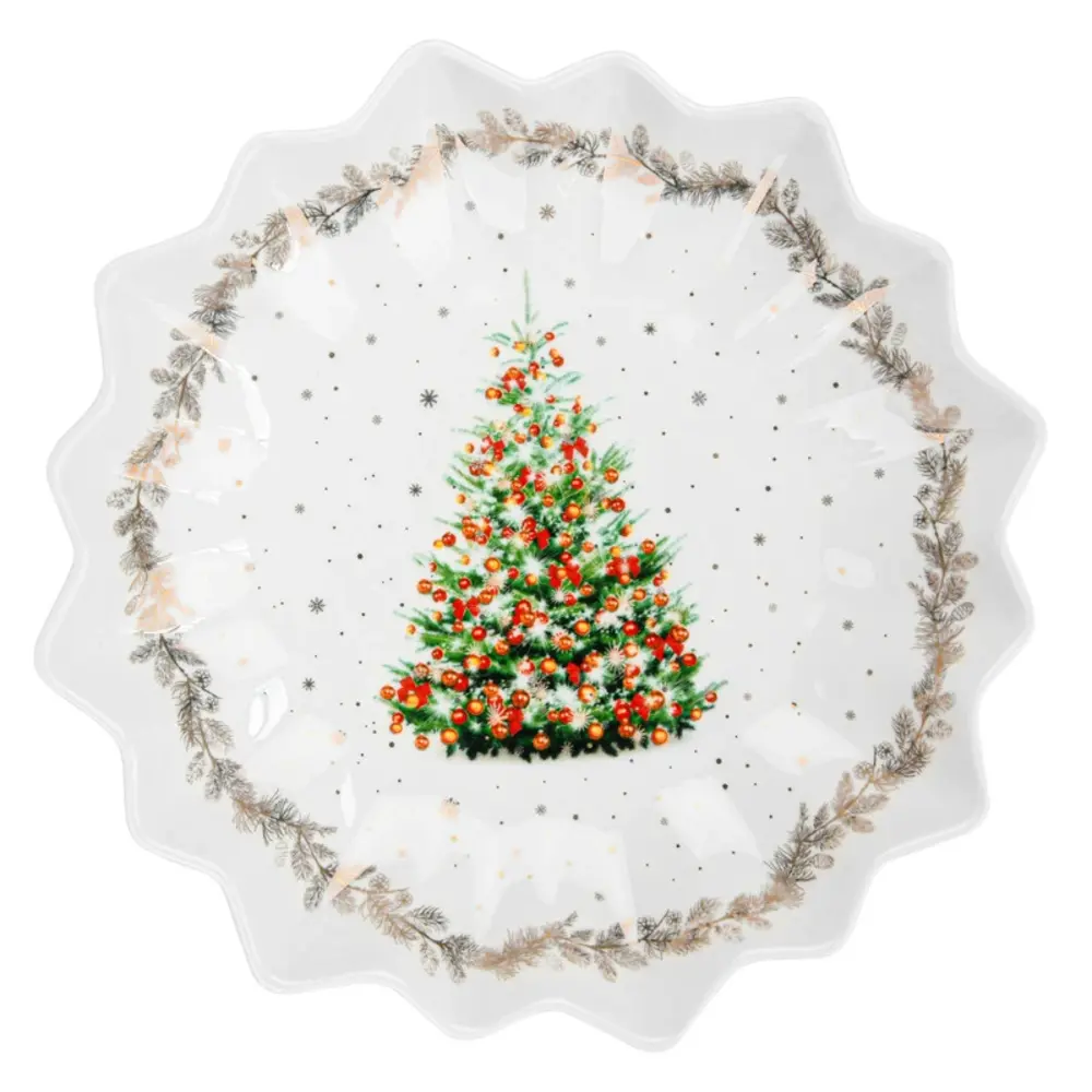 Fissman Polygon Dish Christmas New Bone China 24cm - 14017