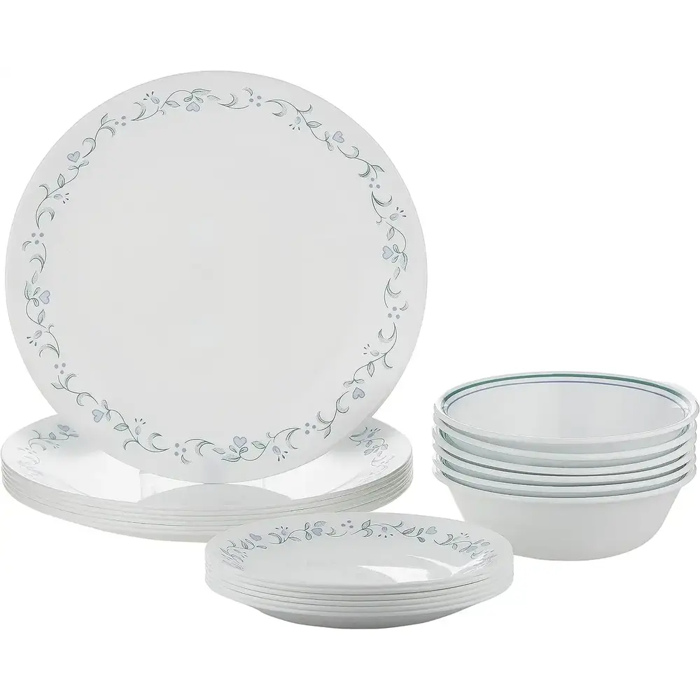 Corelle 1088624 Vitrelle Country Cottage Dinnerware Set, Multi Color Glass 18 Pack - 4119317