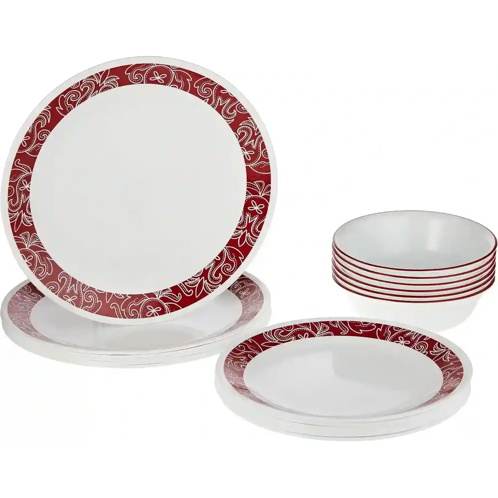 Corelle Bandhani Dinner Set Round Lw Glass 18 Pcs - 4116484