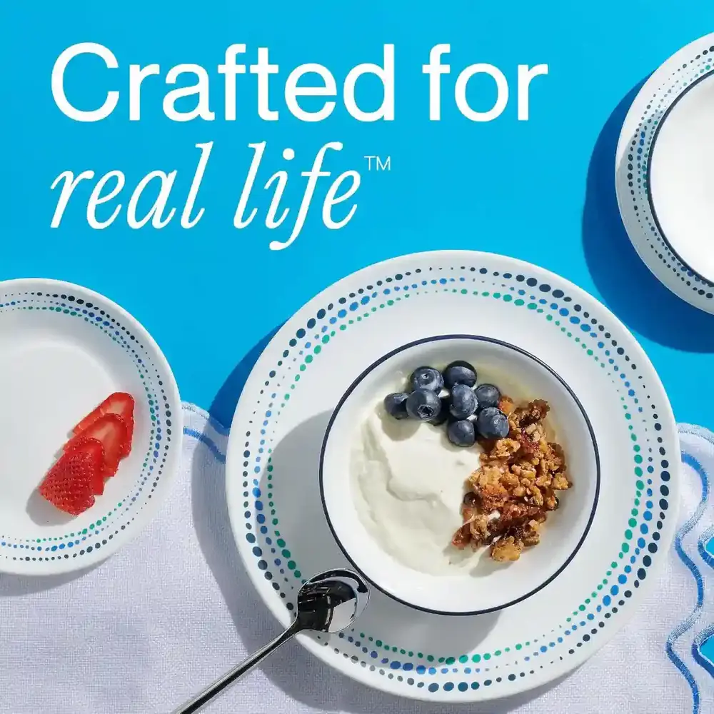Corelle Chip Resistant Classic Collection Ocean Blues Dinnerware Set Glass Service For 6 - 4119937 - Image 6