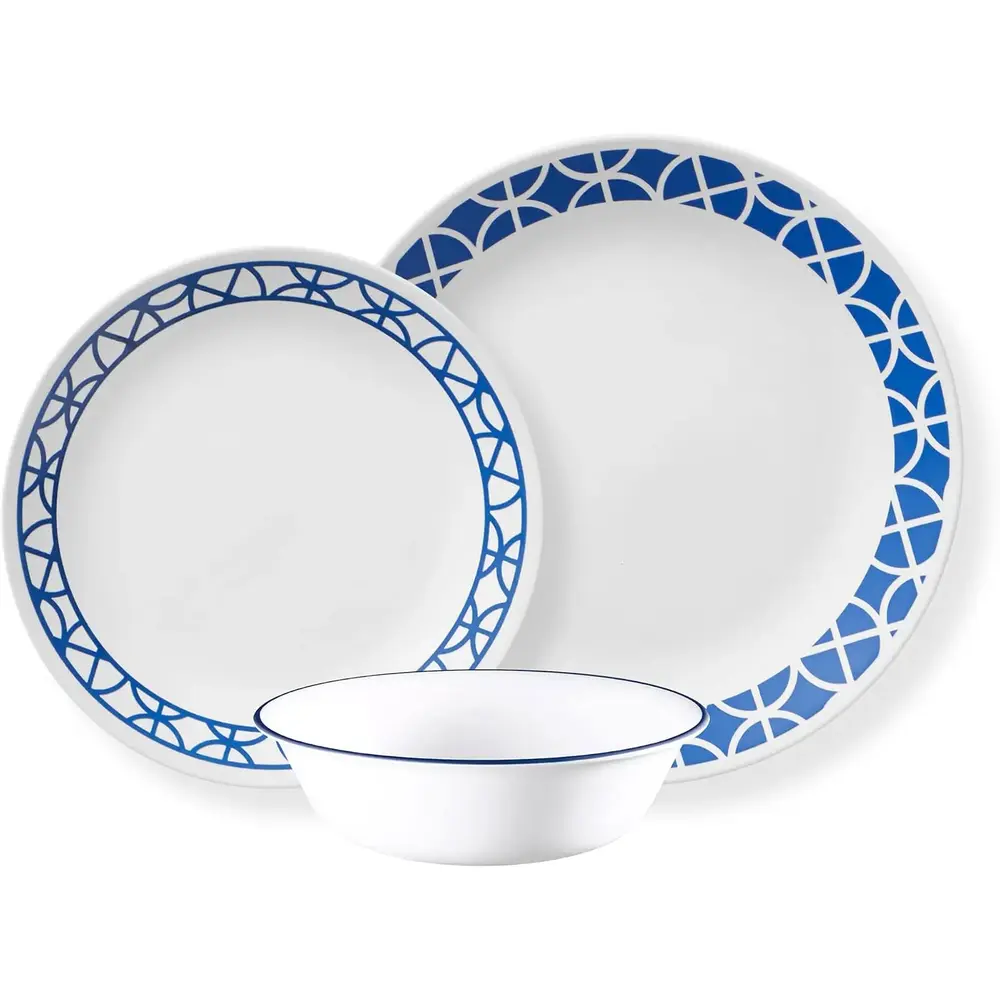 Corelle Dinnerware Set, Cobalt Circles Porcelain 12 Pcs - 4119966