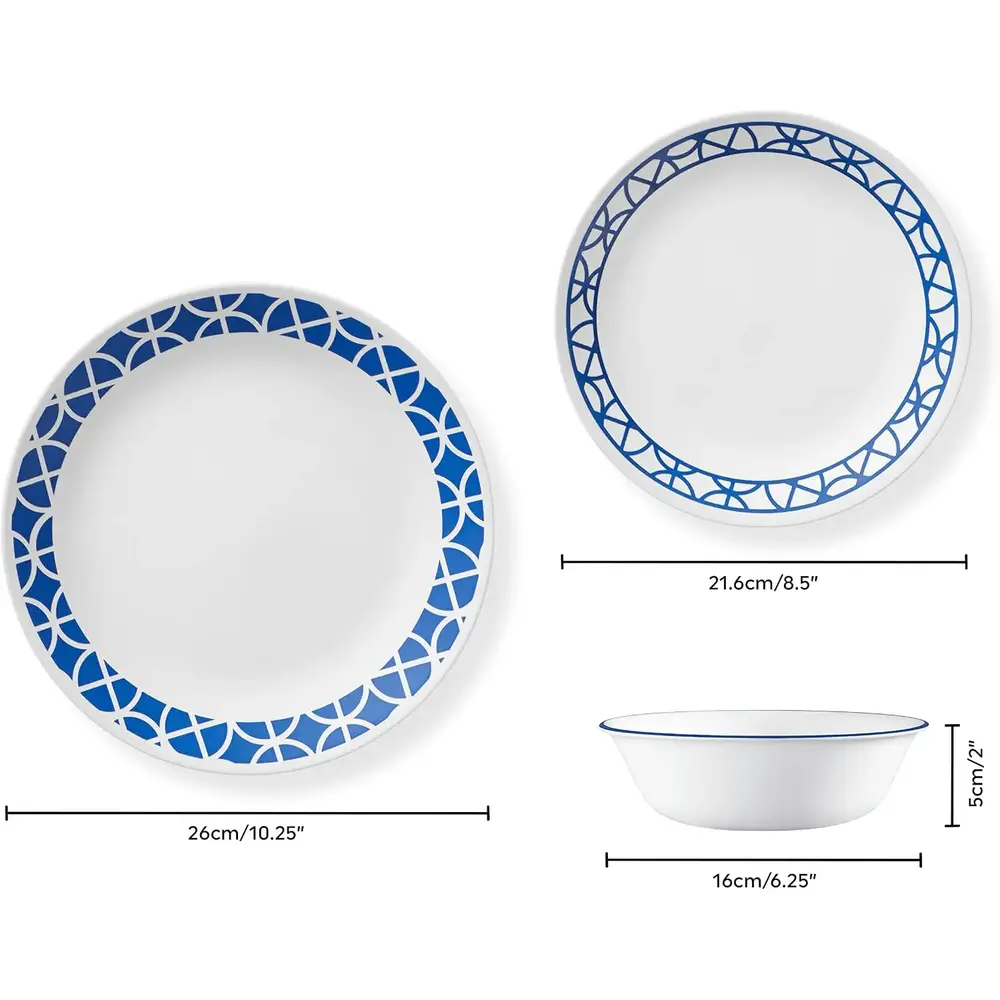 Corelle Dinnerware Set, Cobalt Circles Porcelain 12 Pcs - 4119966 - Image 2