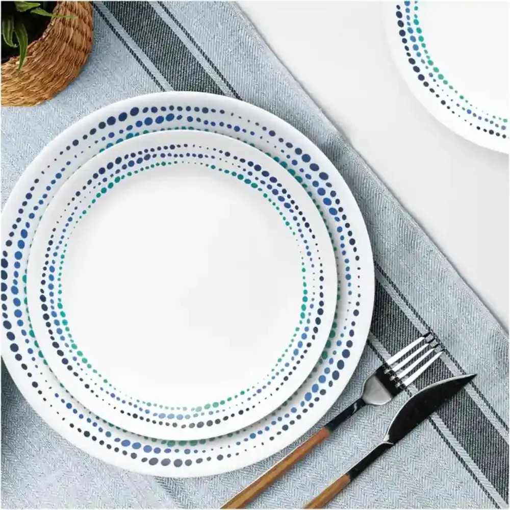 Corelle Ocean Blues , Chip And Break Resistant Dinnerware Set, Service For 4, Dinner Plates And Dinner Bowls, White Glass 16 Pcs - 4119992 - Image 2