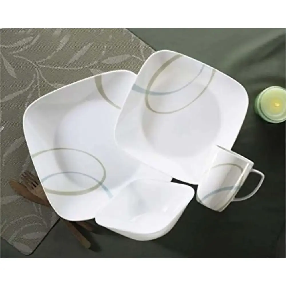 Corelle Square Set, Sand And Sky Porcelain 16 Pack - 4114580 - Image 6