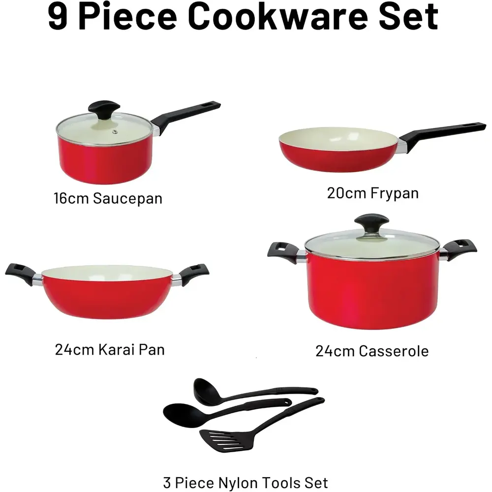 Fresh Choice Carmine Pfas Free Pressed Cookware Set Aluminum 9 Pcs - 3015832 - Image 3