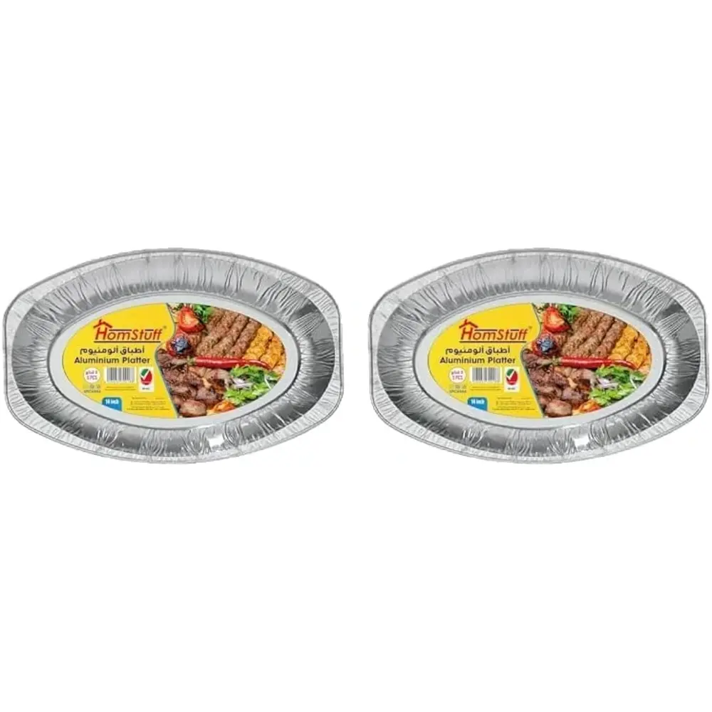 Homstuff Disposable Food Serving Platter 6586, Silver Aluminium 5 Pack 780ml - 5150808 - Image 2