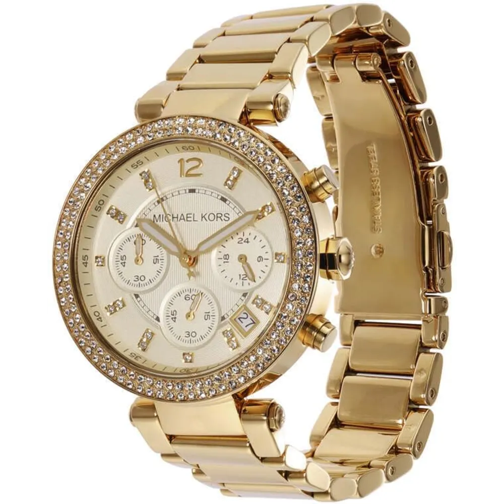 Michael Kors Parker Womens Chronograph Watch, Gold Tone Stainless Steel Bracelet, Gold Dial, 39 mm Round Case, Quartz Movement, 50M Water Resistant - MK5354 - Image 2