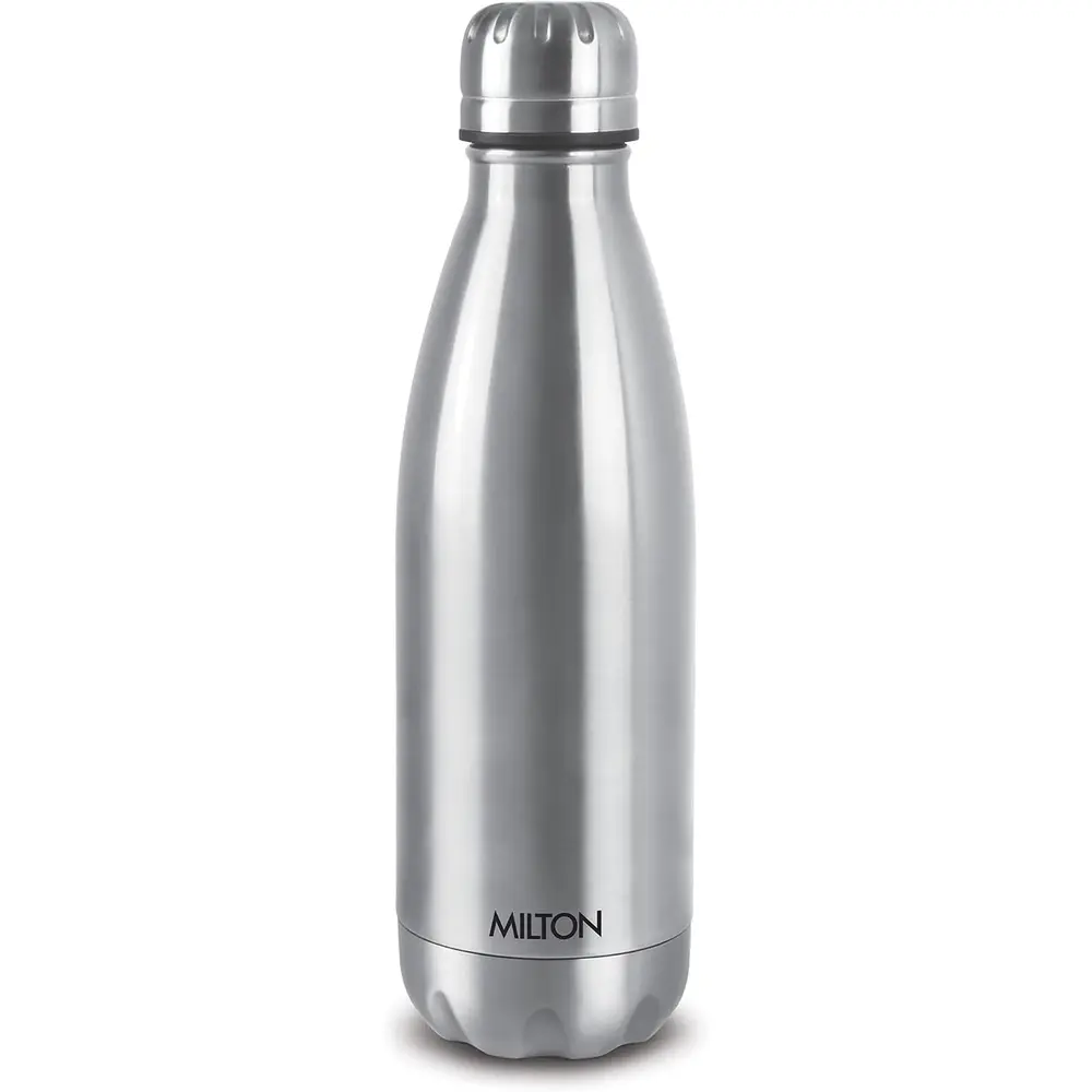 Milton Duo Dlx 1000 24 Hours Hot And Cold Water Bottle, Silver, Steelplain, 1000 Ml Thermosteel 1L - 3015504