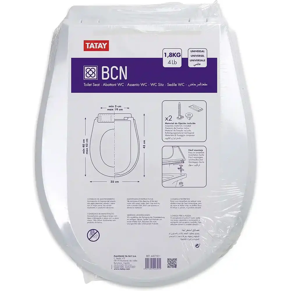 Tatay Bcn Toilet Seat, White, One Size Polypropylene - 3019228 - Image 2
