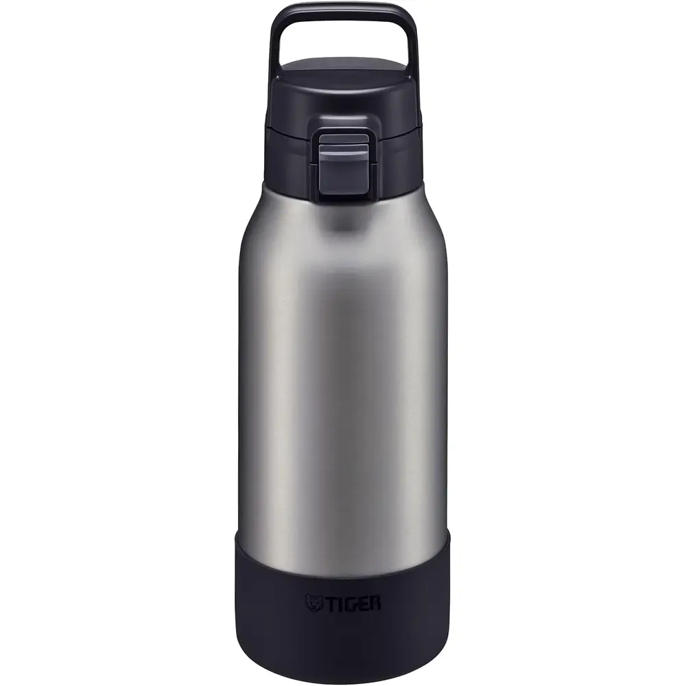 Tiger Large Bottle With Handle, Vacuum Insulated Double Wall, Ultra Light , Certified Antibacterial Stopper Matte Stainless Steel 1.0L - 3016899