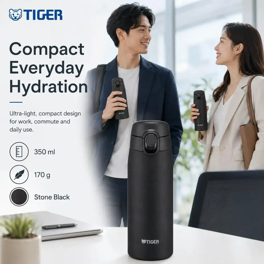Tiger Vacuum Bottle 1x350ml Black Stainless Steel - 3016879 - Image 2