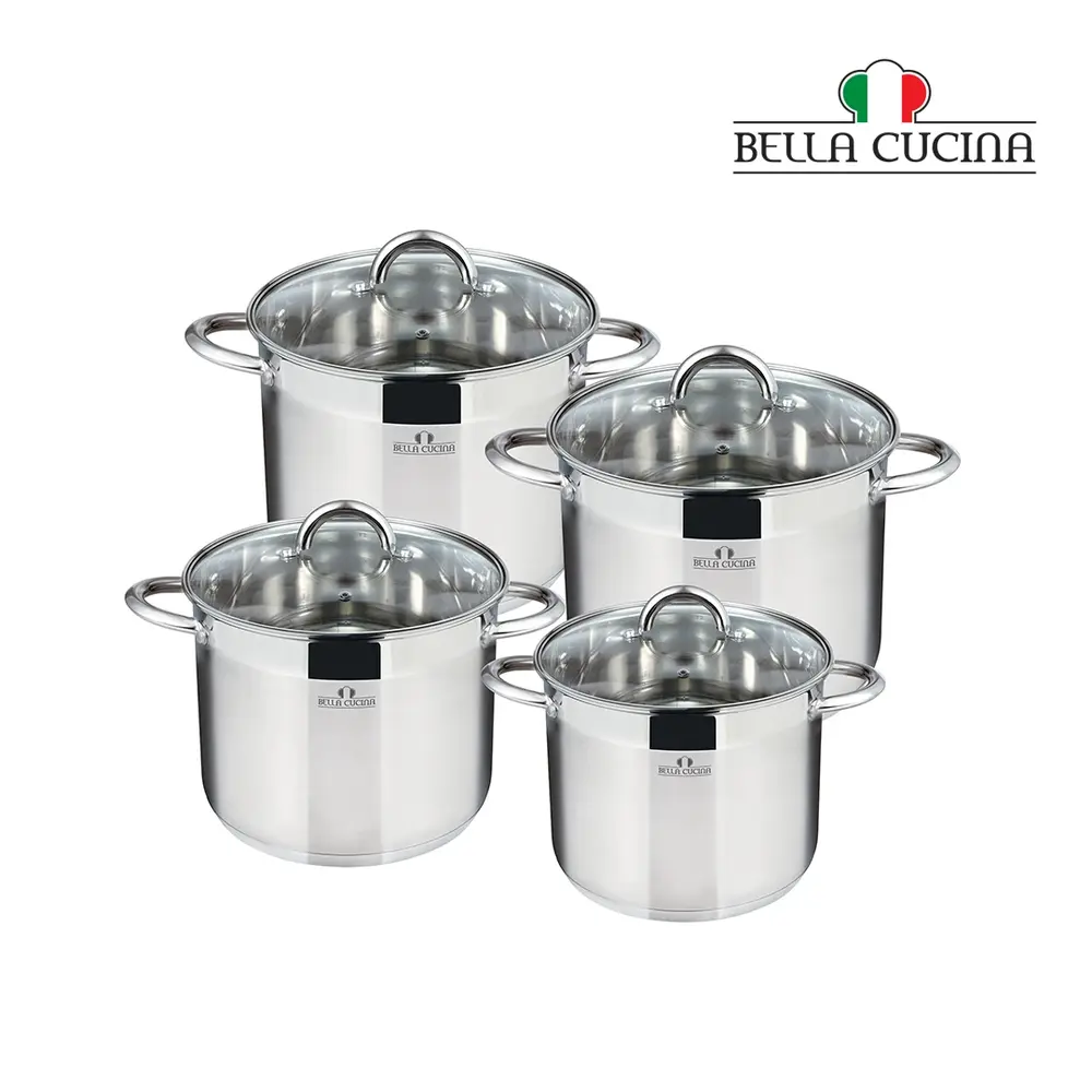 Bella Cucina Triply Stainless Steel 8-Piece Cookware Set with Lids, Induction Compatible - BC-2169